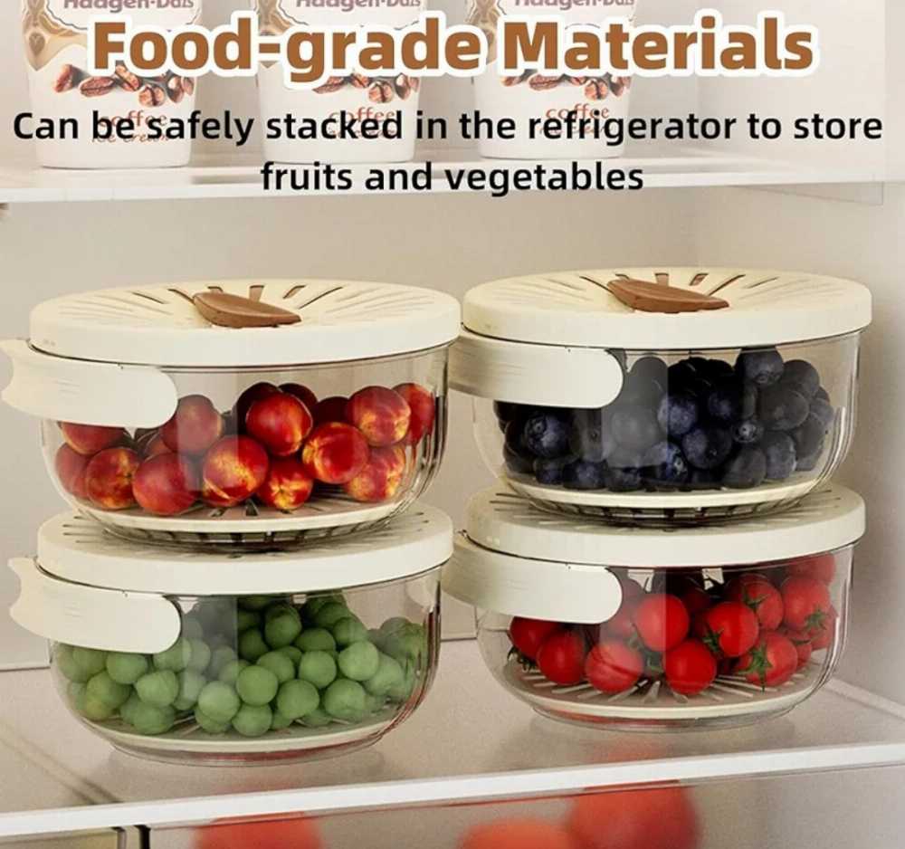 2 in 1 Drainer and Strainer, Draining Basket with Lid - Multifunctional Fruit Vegetable Washing Basket - Drainer with Foldable Handle