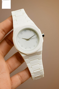 Aura White Wrist Watch – Modern & Elegant