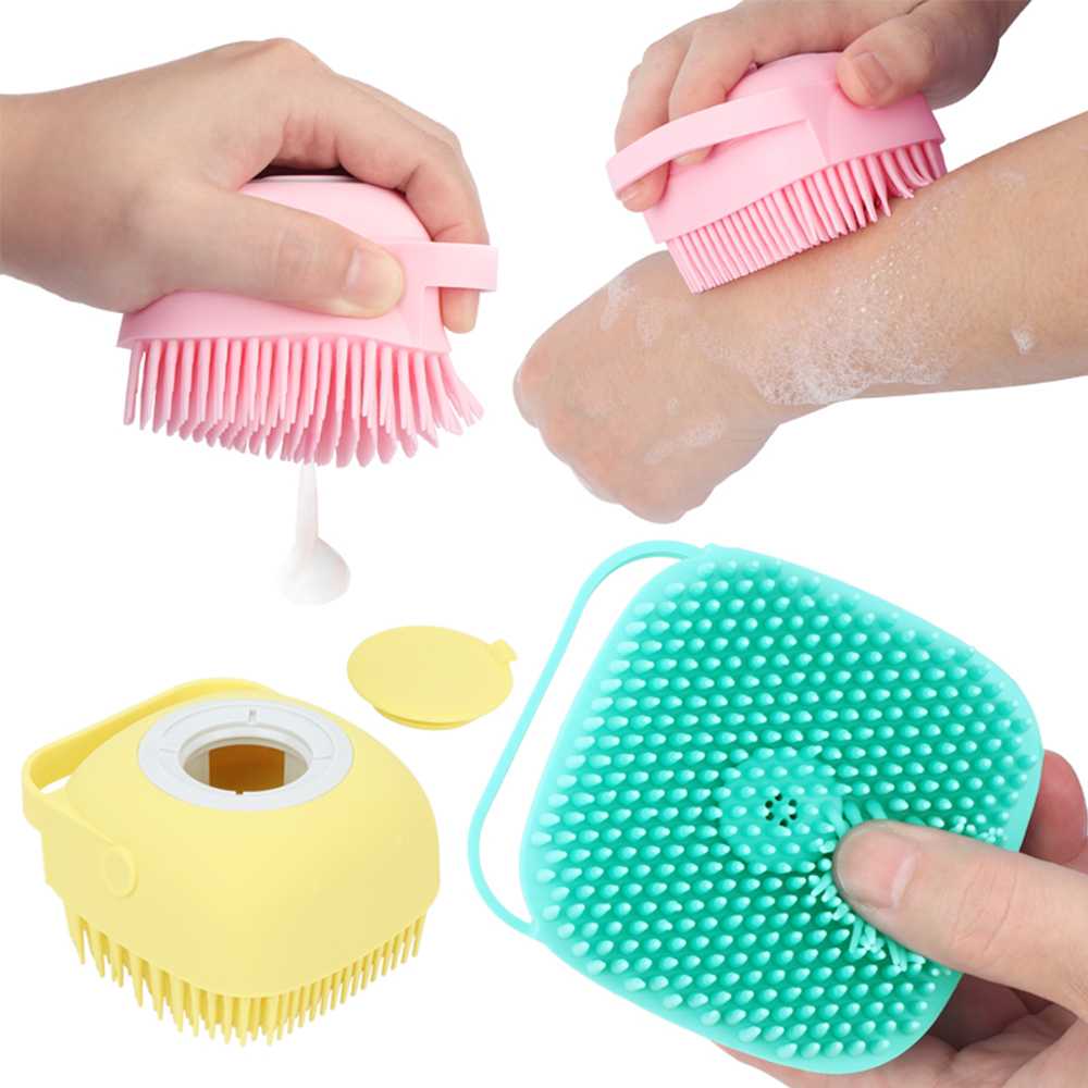 Silicone Bath Body Brush, Exfoliating Body Scrub Brush, Bath Sponge Shower Brush Scrubber with Soap Dispenser, Shower Brush for Baby, Loofah Brush