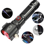 Versatile High Power Led Flashlight Focus Light Power Bank and Window Hammer