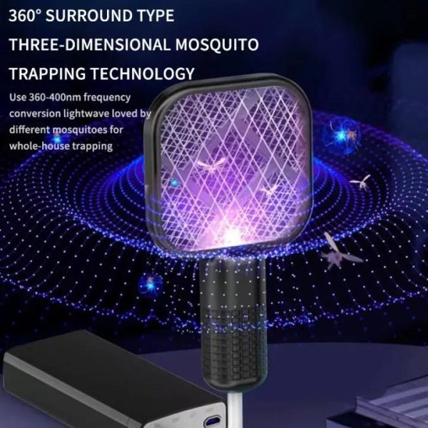 Portable USB Bug Zapper Racket with UV Light